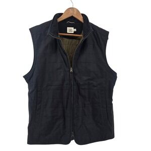 Flint and Tinder Quilted Vest Mens L Navy Blue Waxed Cotton Primaloft Huckberry